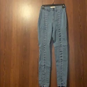 Lace up skinny jeans
